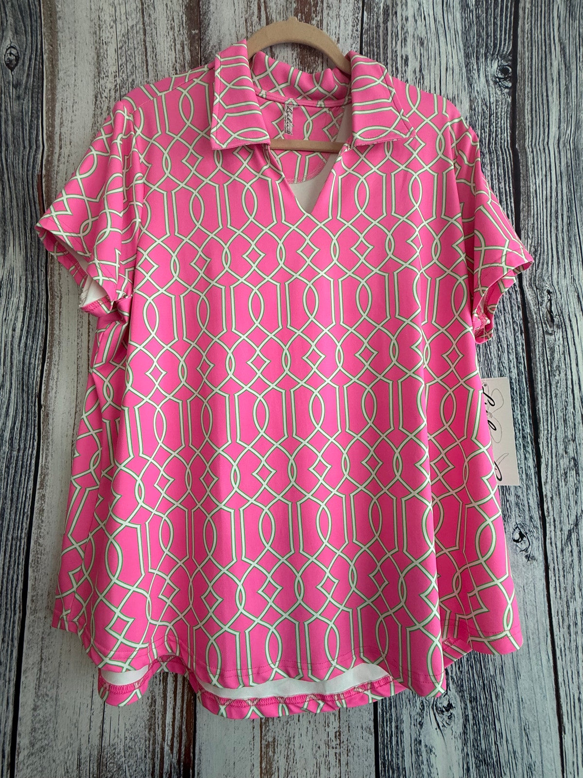 Women's Lulu B V Neck Nwt Hot Pink Top Spf 50 1x
